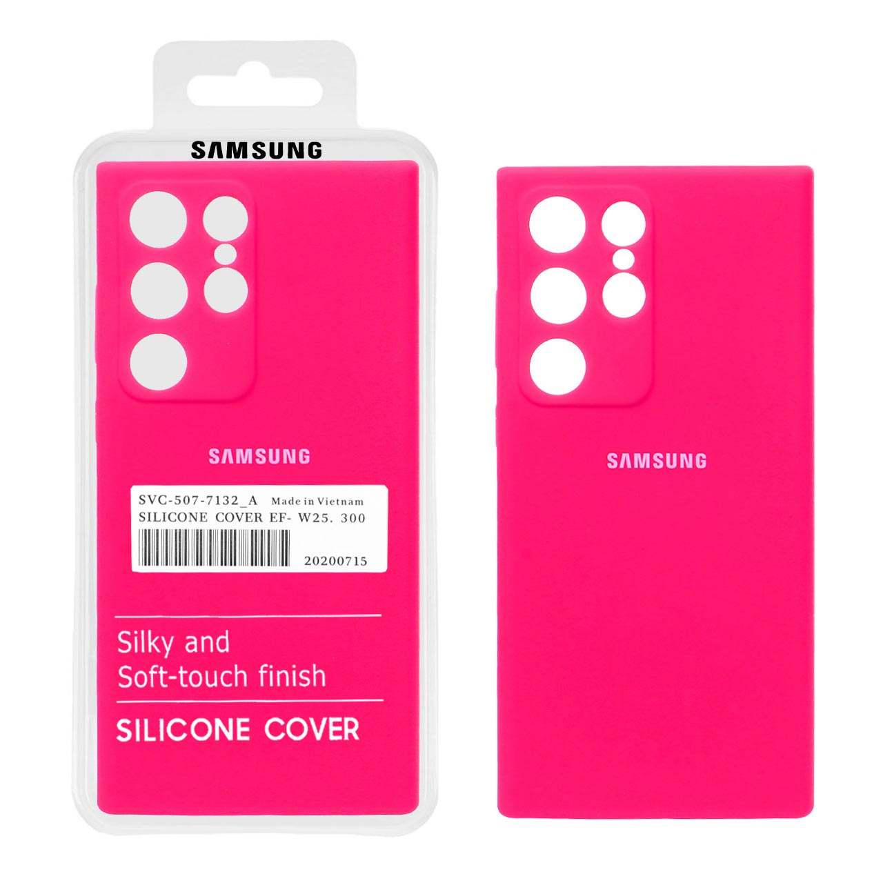 قاب سیلیکونی پاک کنی اورجینال درجه یک Samsung S23 Ultra - صورتی فانتزی (پک دار)